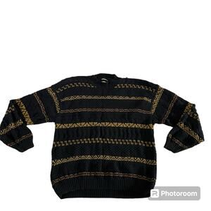 Vtg Y2K 2000s Oversized Hand Knit Heavy Weight Sweater Mns XL Eclectic Grandpa